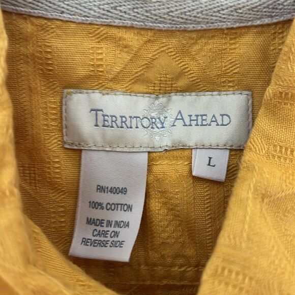 Territory Ahead 100% Cotton Yellow Short Sleeve Button Up Shirt Men's L - Picture 4 of 5